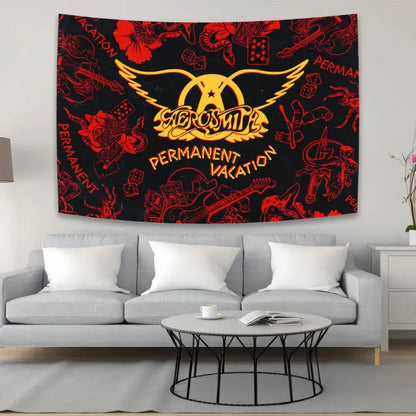 Aerosmith band tapestry red & yellow bedroom wall hanging