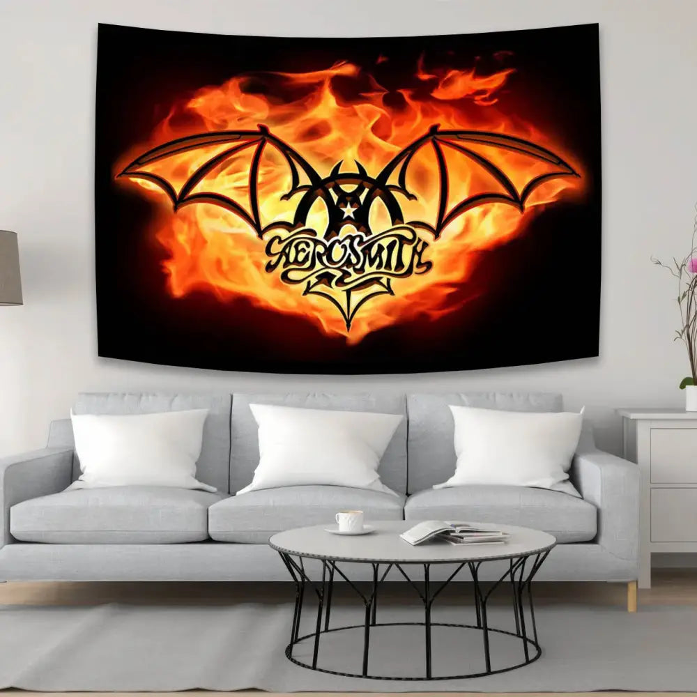 Aerosmith band tapestry red & yellow bedroom wall hanging