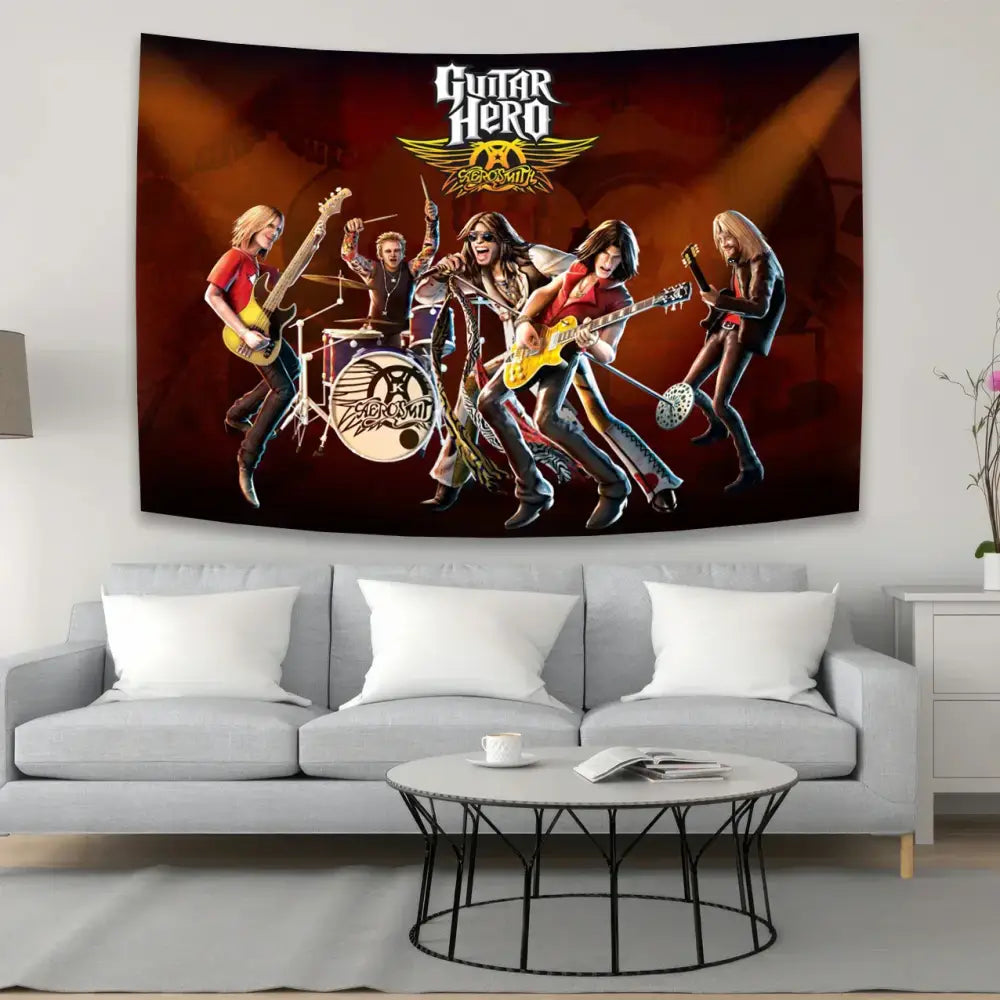 Aerosmith band tapestry red & yellow bedroom wall hanging