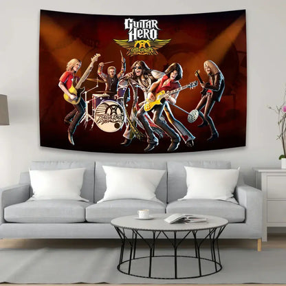 Aerosmith band tapestry red & yellow bedroom wall hanging