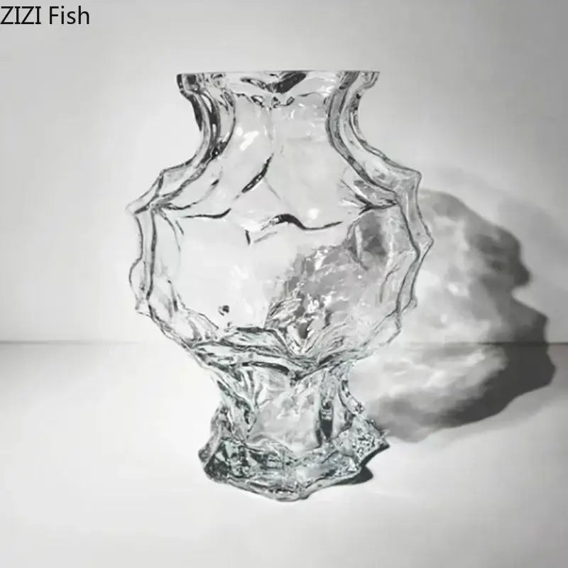 DecorBites™ Irregular Glass Vase: Desk Decor, Flower Arrangement, Aesthetic Room Pot