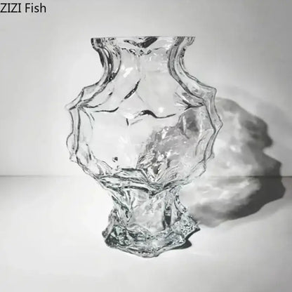 DecorBites™ Irregular Glass Vase: Desk Decor, Flower Arrangement, Aesthetic Room Pot