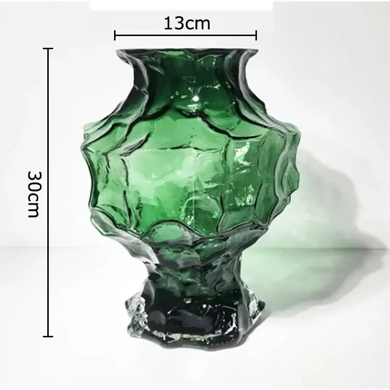 DecorBites™ Irregular Glass Vase: Desk Decor, Flower Arrangement, Aesthetic Room Pot