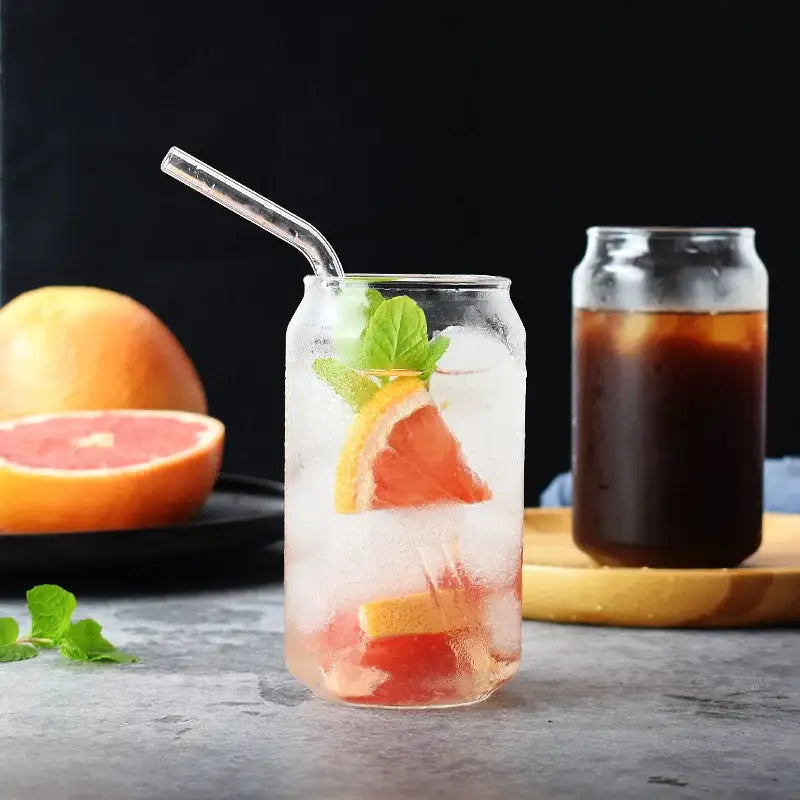 Aesthetic drinking glasses set with lids and straws for kitchen