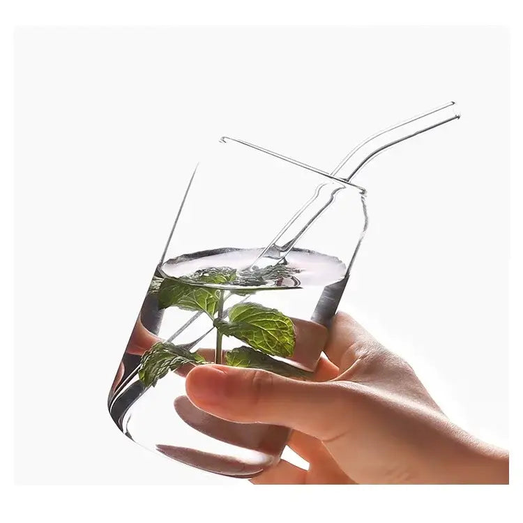 Aesthetic drinking glasses set with lids and straws for kitchen