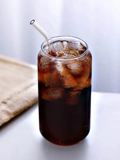 Aesthetic drinking glasses set with lids and straws for kitchen