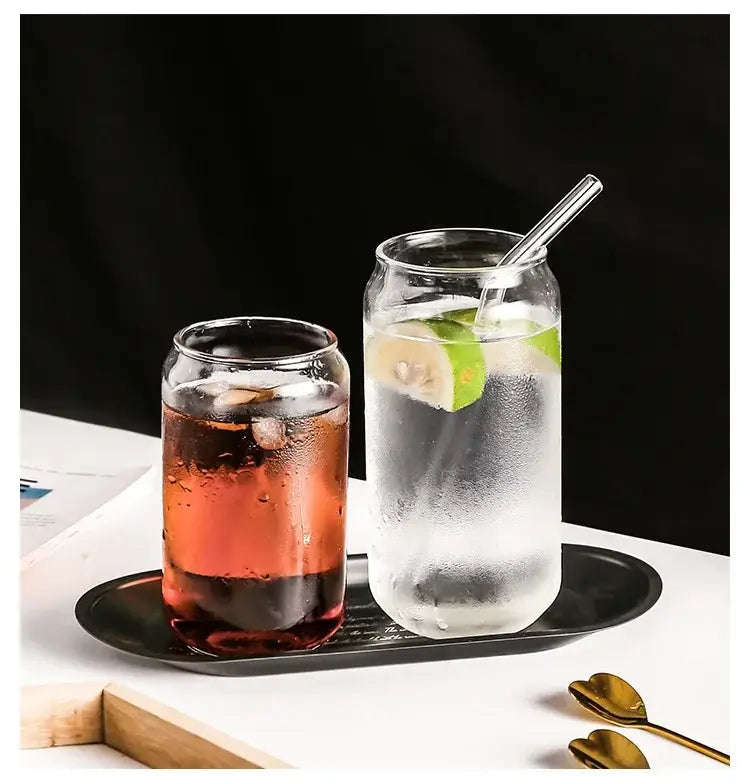 Aesthetic drinking glasses set with lids and straws for kitchen