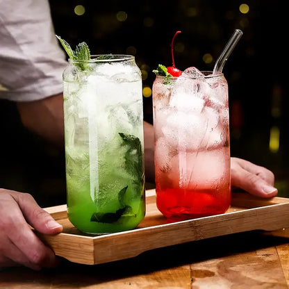 Aesthetic drinking glasses set with lids and straws for kitchen