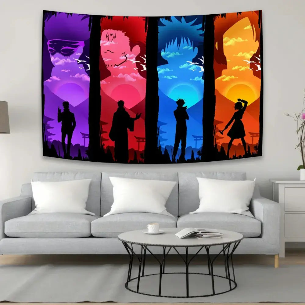Aesthetic purple & black jujutsu kaisen anime tapestry bedroom wall art