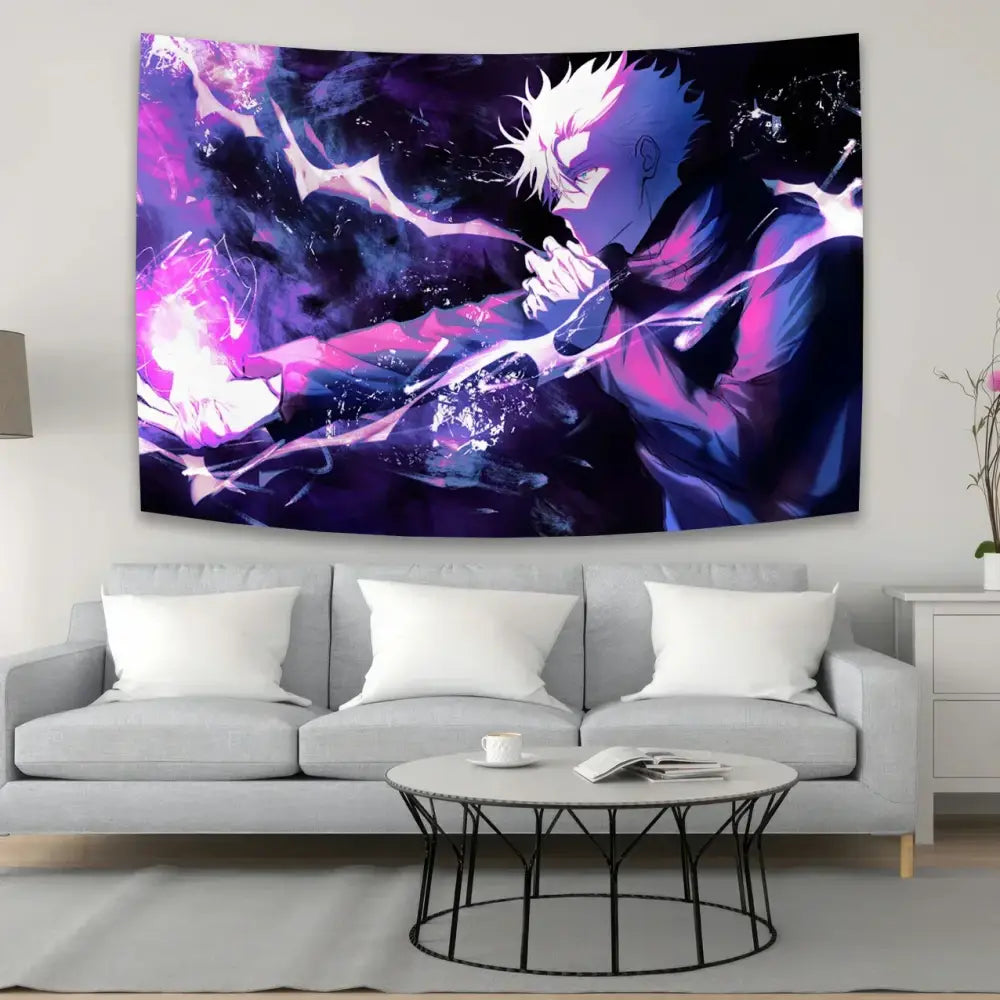 Aesthetic purple & black jujutsu kaisen anime tapestry bedroom wall art