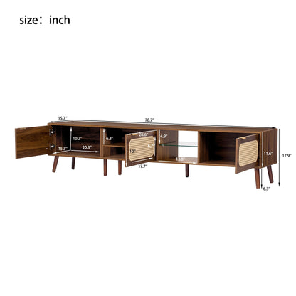 78" TV Stand With Ample Storage And Open Shelving - Walnut
