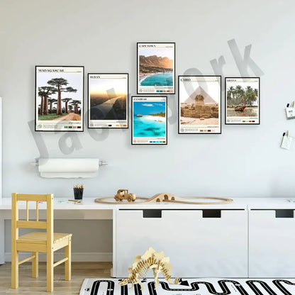 Africa landscape canvas printings set of 6 framed living room art