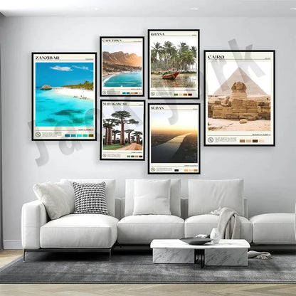 Africa landscape canvas printings set of 6 framed living room art