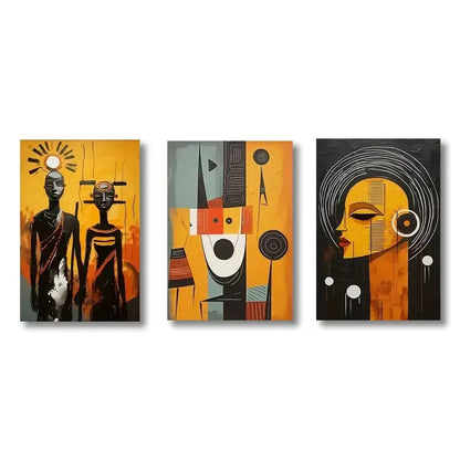 African abstract purple floral wall art set living room decor