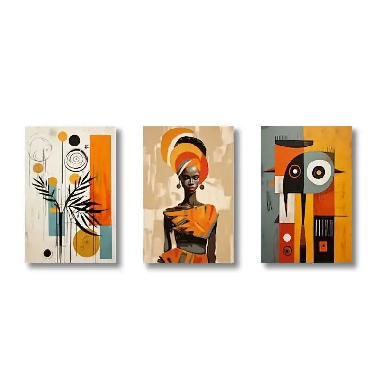 African abstract purple floral wall art set living room decor