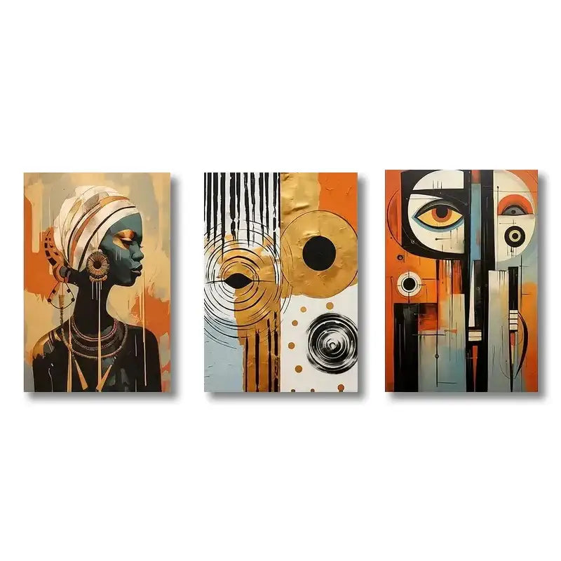 African abstract purple floral wall art set living room decor