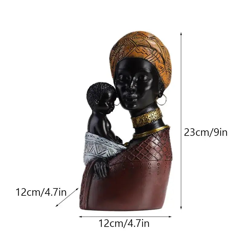 African exotic black mother and child figurines living room decor