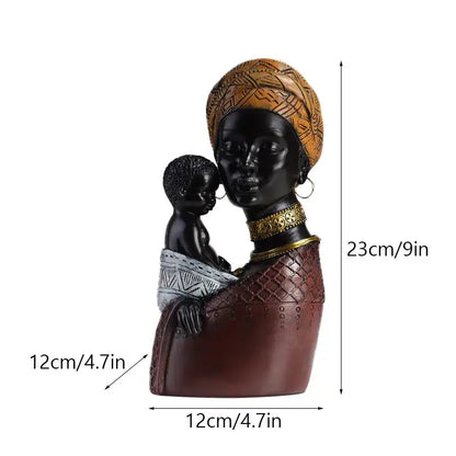 African exotic black mother and child figurines living room decor