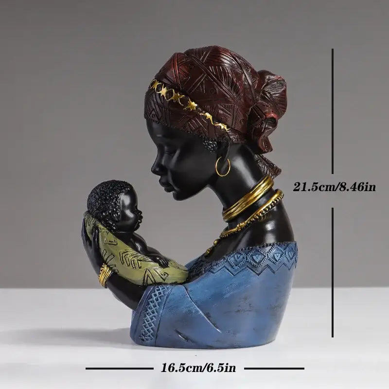African mother child abstract statue living room ethnic resin decor