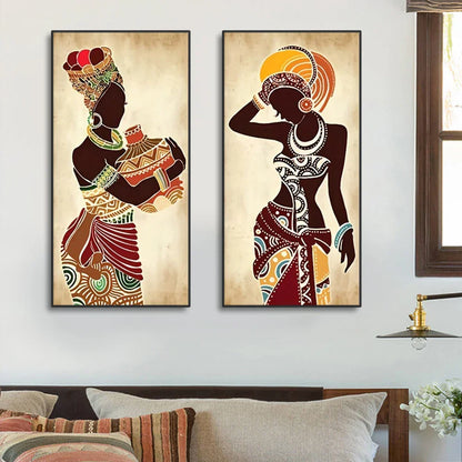 DecorBites™ African Woman Canvas Wall Art Set