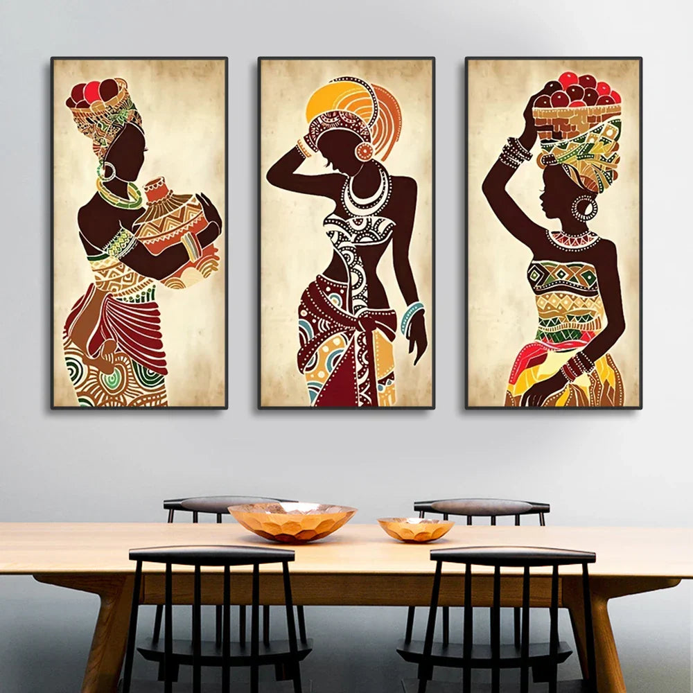 DecorBites™ African Woman Canvas Wall Art Set