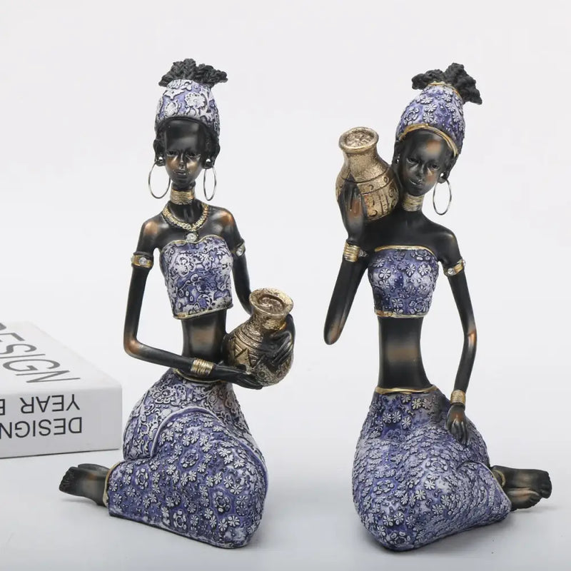 DecorBites™ African Woman Sculpture: Realistic Home Decor Figurine