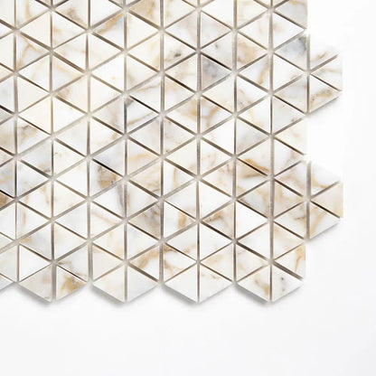 European Gold Polished Small Triad Marble Mosaics 10 3/16x11 13/16