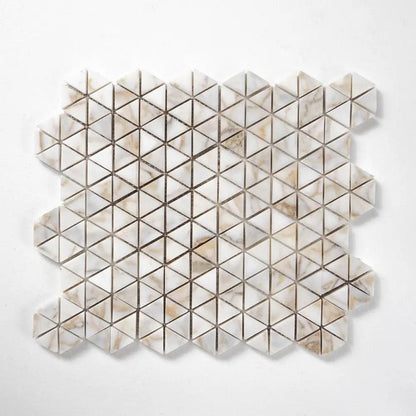 European Gold Polished Small Triad Marble Mosaics 10 3/16x11 13/16