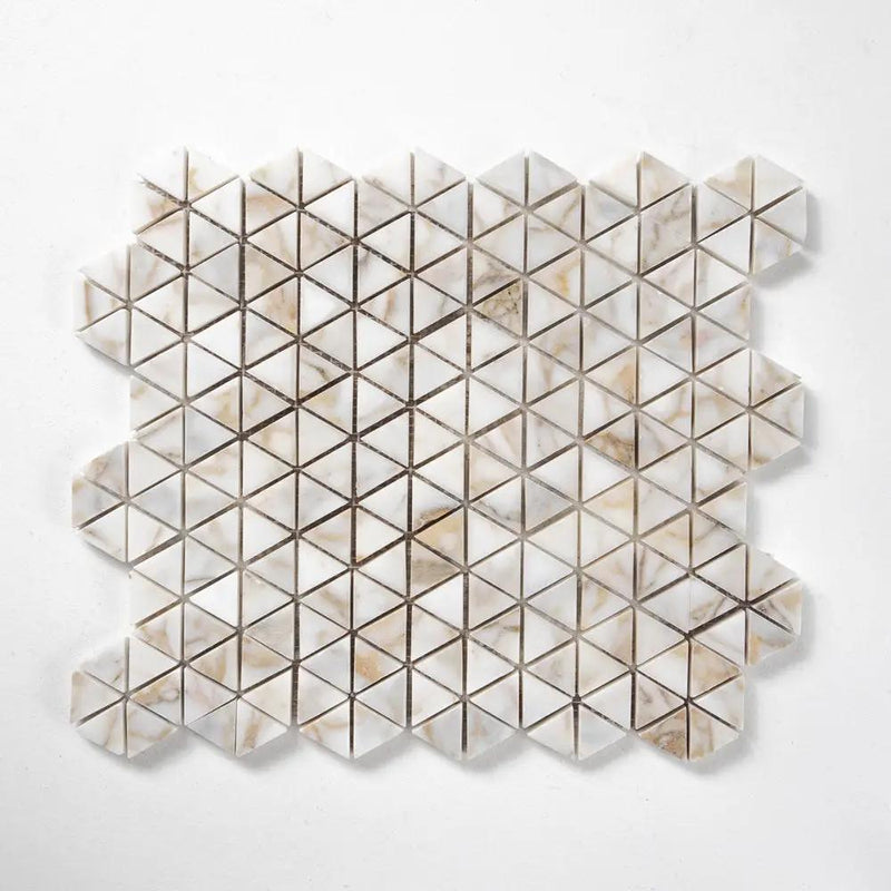 European Gold Polished Small Triad Marble Mosaics 10 3/16x11 13/16