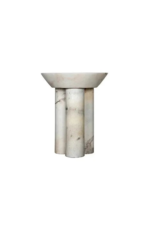 Afyon Sugar Marble Round Legs Side Table - Honed Finish 18x22