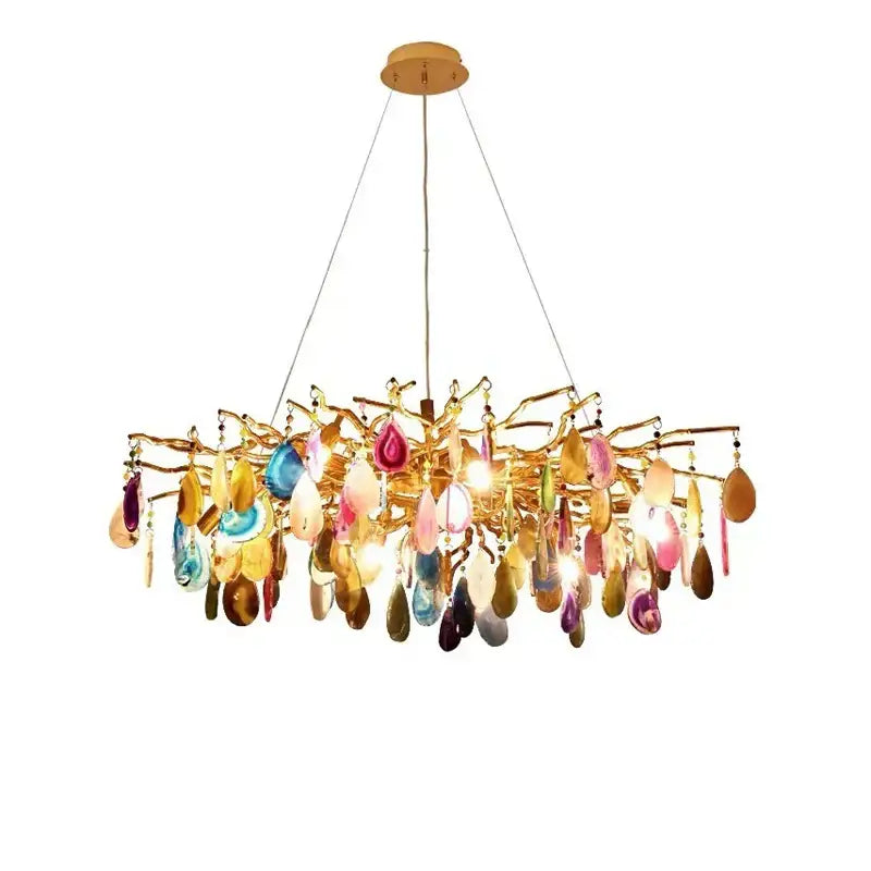 Agate designer led chandelier colorful gold light for dining room