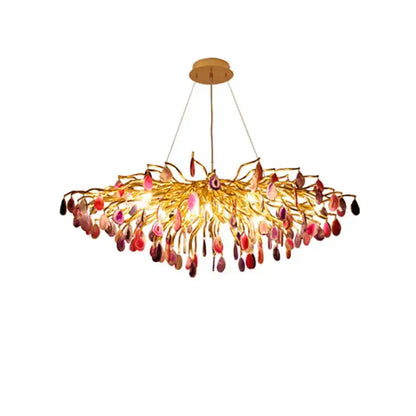 Agate designer led chandelier colorful gold light for dining room