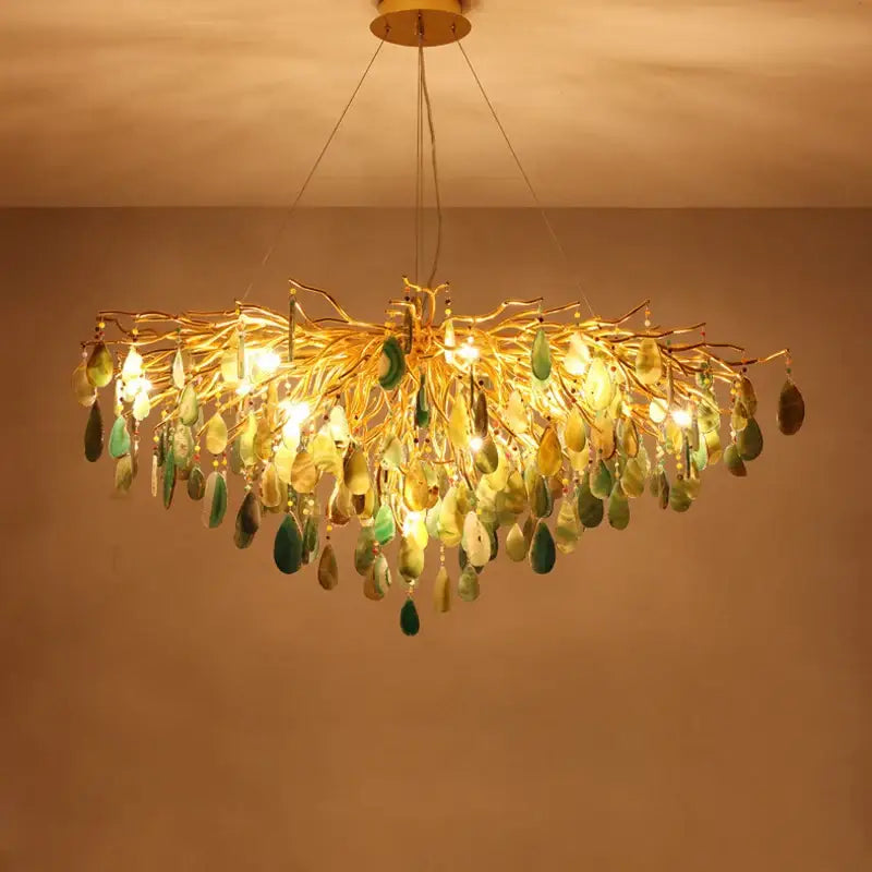 Agate designer led chandelier colorful gold light for dining room