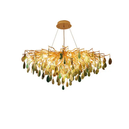 Agate designer led chandelier colorful gold light for dining room