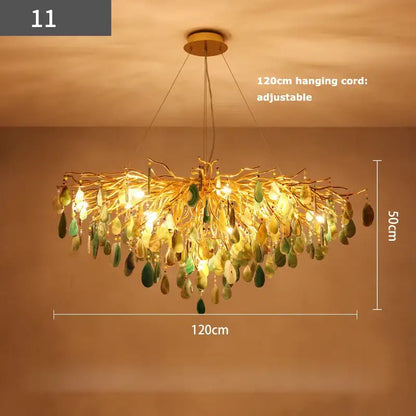 Agate designer led chandelier colorful gold light for dining room