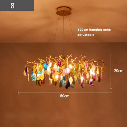 Agate designer led chandelier colorful gold light for dining room