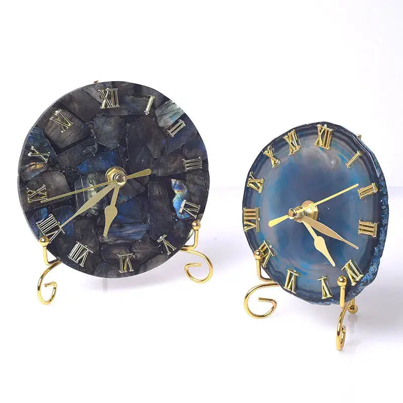 Agate stone gold digital clock living room luxury decor