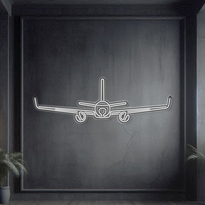 A320 Neo Front Metal Neon Aircraft Wall Art - NCN0008, front view