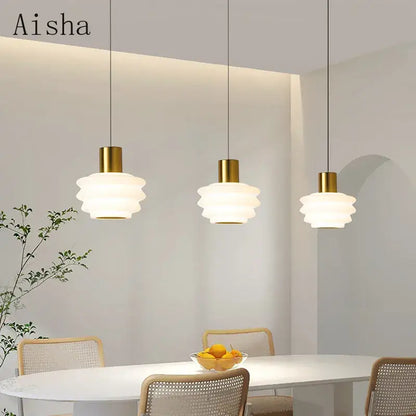 Aisha gold and frosted glass pendant light bedroom decor
