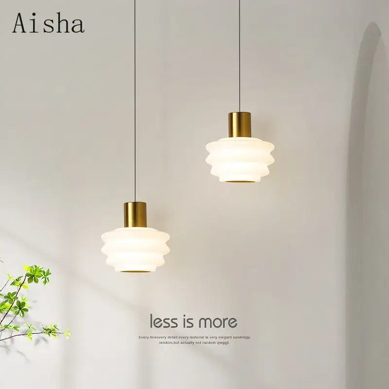 Aisha gold and frosted glass pendant light bedroom decor