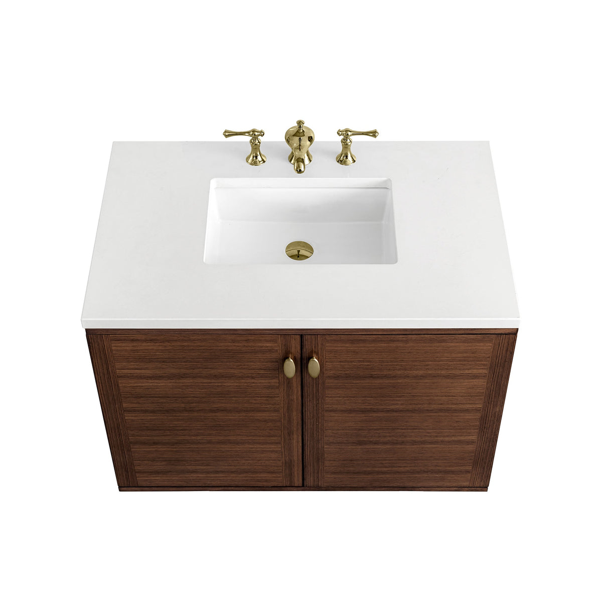 James Martin Amberly 36" Dual Mount Single Bathroom Vanity, Mid-Century Walnut