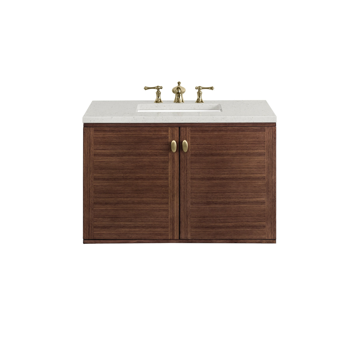James Martin Amberly 36" Dual Mount Single Bathroom Vanity, Mid-Century Walnut