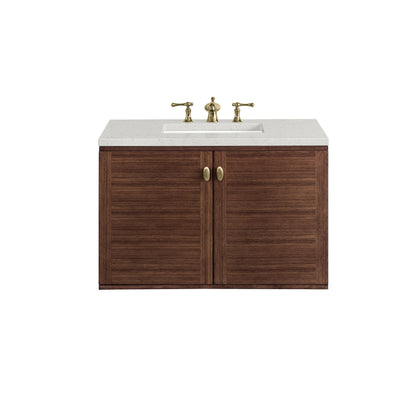 James Martin Amberly 36" Dual Mount Single Bathroom Vanity, Mid-Century Walnut