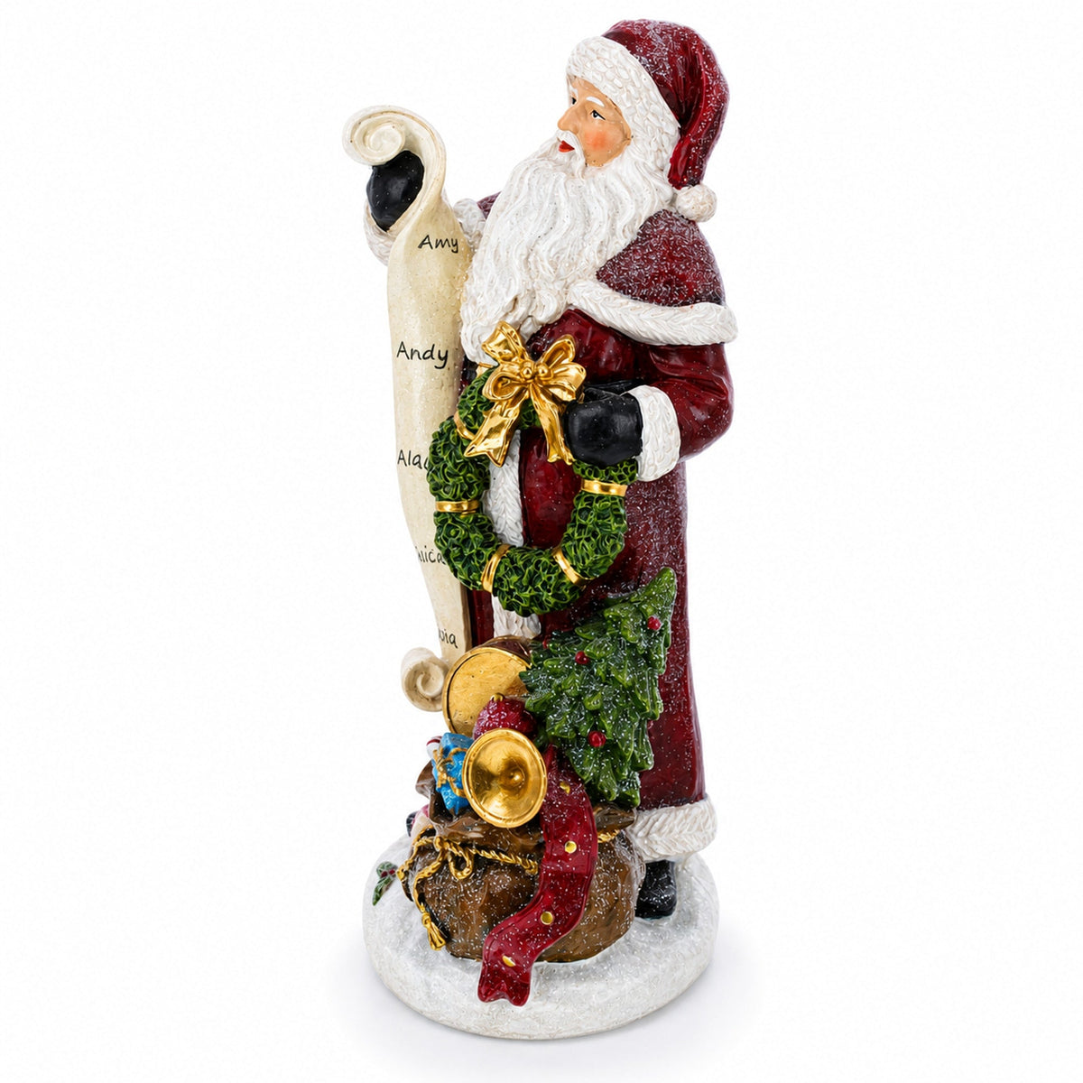 Santa Reading the Christmas Gifts List Figurine 11.5 Inches