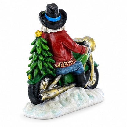 Santa the Cowboy Riding Motorcycle LED Light Figurine 8.5 Inches