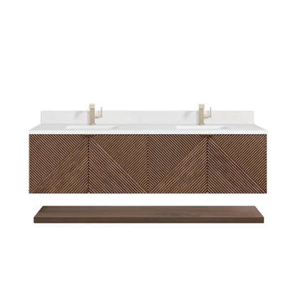 James Martin Marcello 72" Floating Double Bathroom Vanity, Chestnut