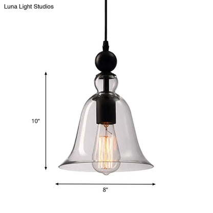DecorBites™ Aldhibah - Black Rustic Bell Glass Pendant Lamp