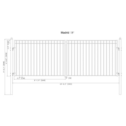[12-18FT] Heavy-Duty Madrid-Style Premium Steel Dual-Swing Driveway Gate (SAK38546)
