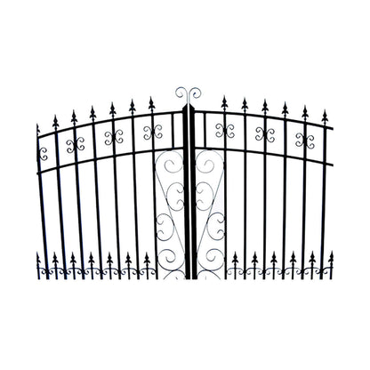 [12-18FT] Heavy-Duty Venice-Style Steel Dual-Swing Driveway Gate (SAK68025)