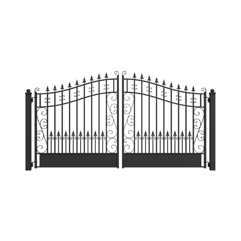 [12-18FT] Heavy-Duty Venice-Style Steel Dual-Swing Driveway Gate (SAK68025)